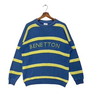Vintage United Colors Of Benetton Sweatshirt Big Spellout Light Cotton Embroidery Pullover Jumper Crewneck Size Small