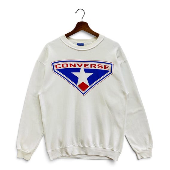Converse, Vintage 90s Converse All Star Sweatshirt Made in USA White Size L