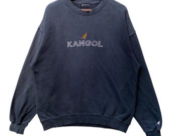 Vintage Kangol Sweatshirt Jumper Spellout Pullover Crewneck Black Size Large