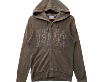 Vintage Avirex USA Hoodie Full Zip Braun Größe L (Passend für S)