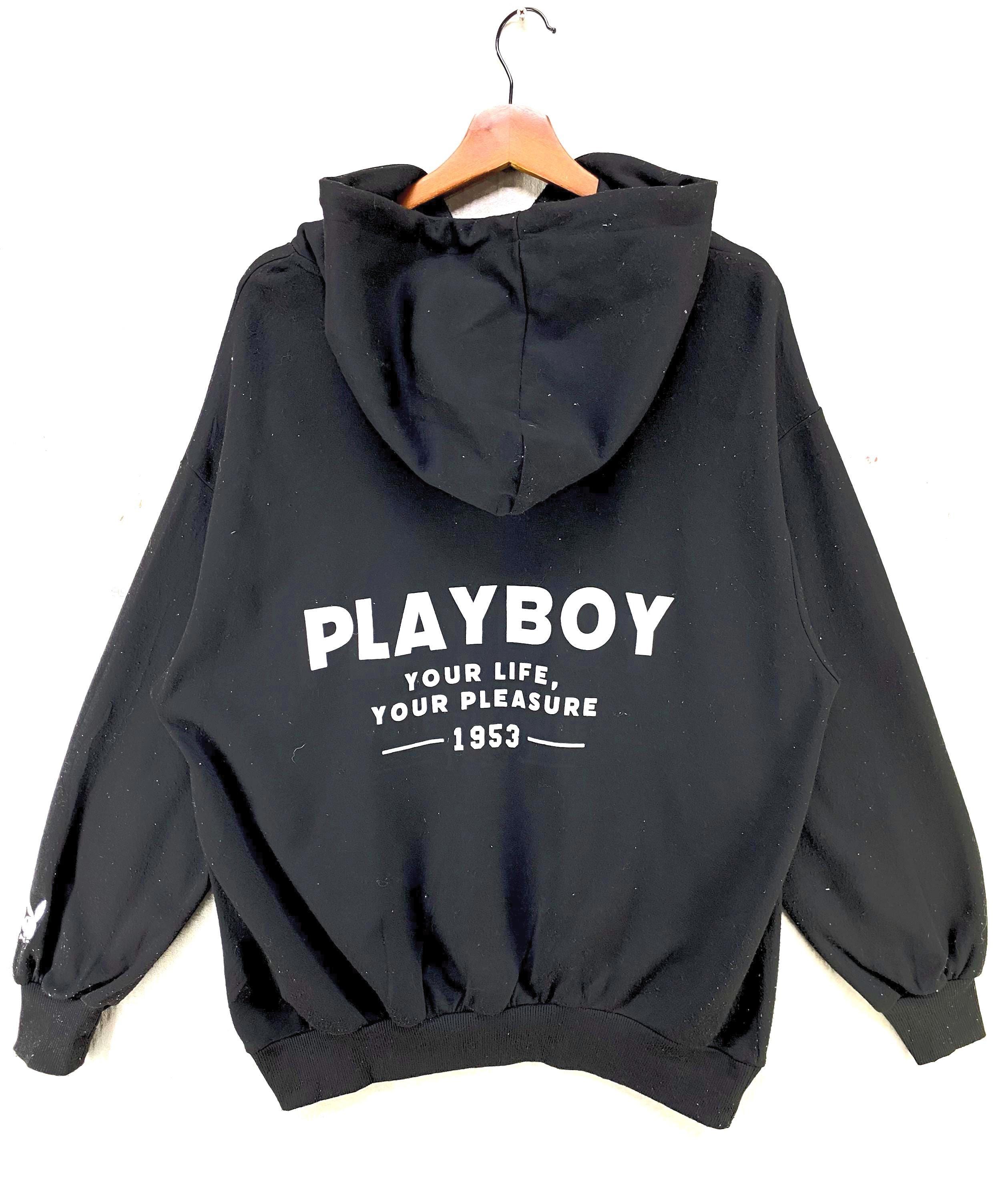 Vintage Playboy Hoodie Black Pullover Y2K Minimalist Spellout M - Etsy