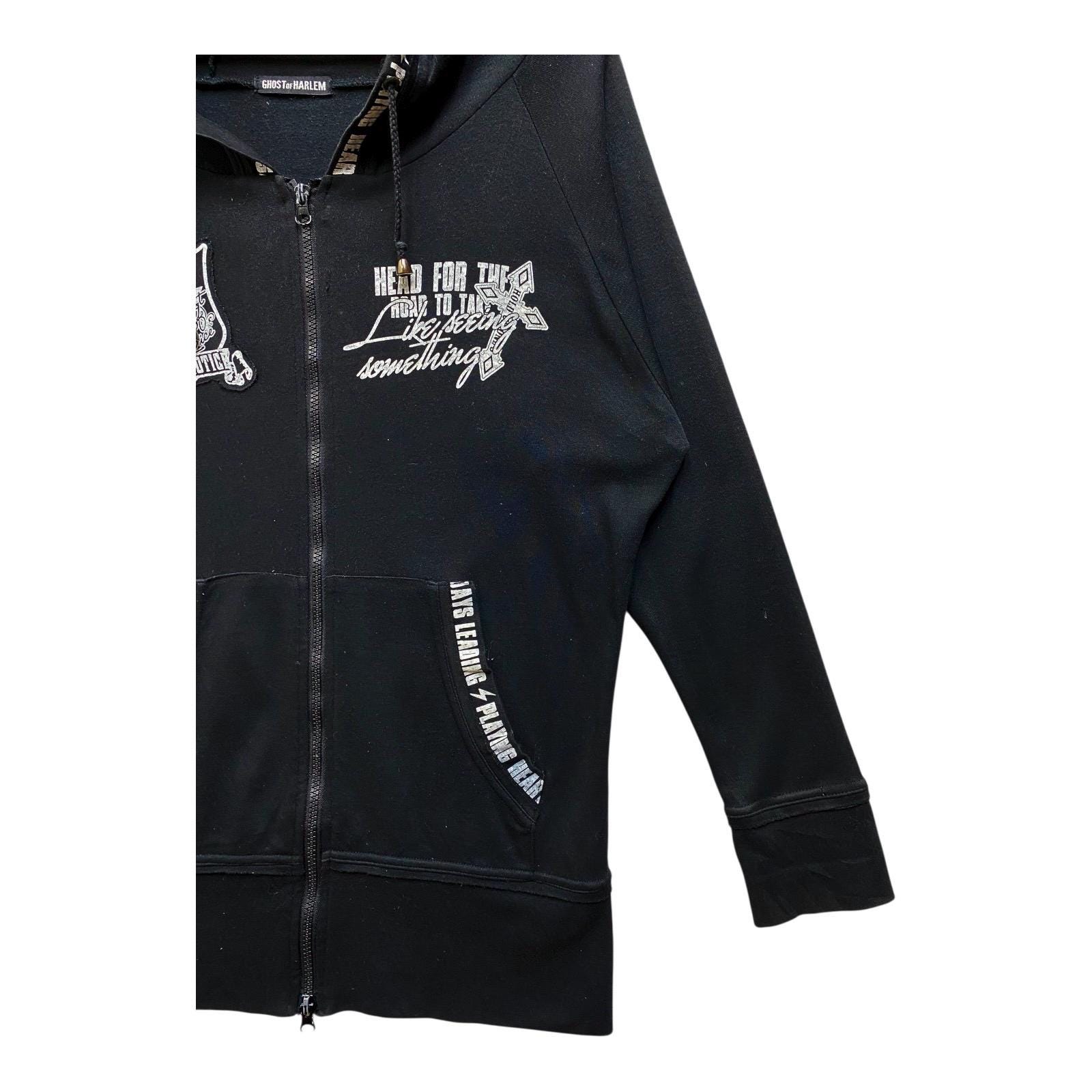 ジャケット・アウター ghostof harlem archive gimmick jacket 31 Ghost of Harlem Hoodie: Japanese Brand Black Full Zip Light Cotton