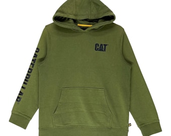 Vintage Caterpillar (CAT)  Hoodie Spellout Embroidery Kangaroo Pocket Pullover Size XL