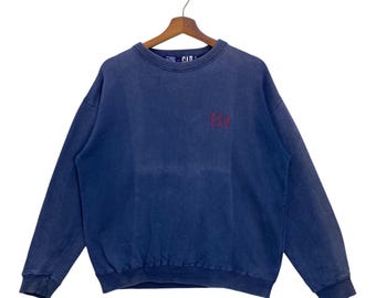 Vintage 90s Gap Sweatshirt Jumper Blue Small Logo Size Medium
