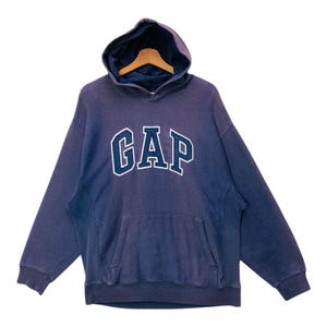 Vintage GAP Hoodie Sweatshirt Sun Faded Big Logo Pullover Jumper Size Small