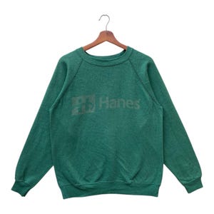Vintage Hanes Sweatshirt Big Logo Spellout Pullover Jumper Made In USA Size M