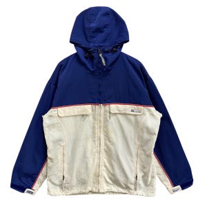 Vintage jaren 90 Kicks KC-Tech Hooded Jacket Large, Retro Colorblock Technical Windbreaker