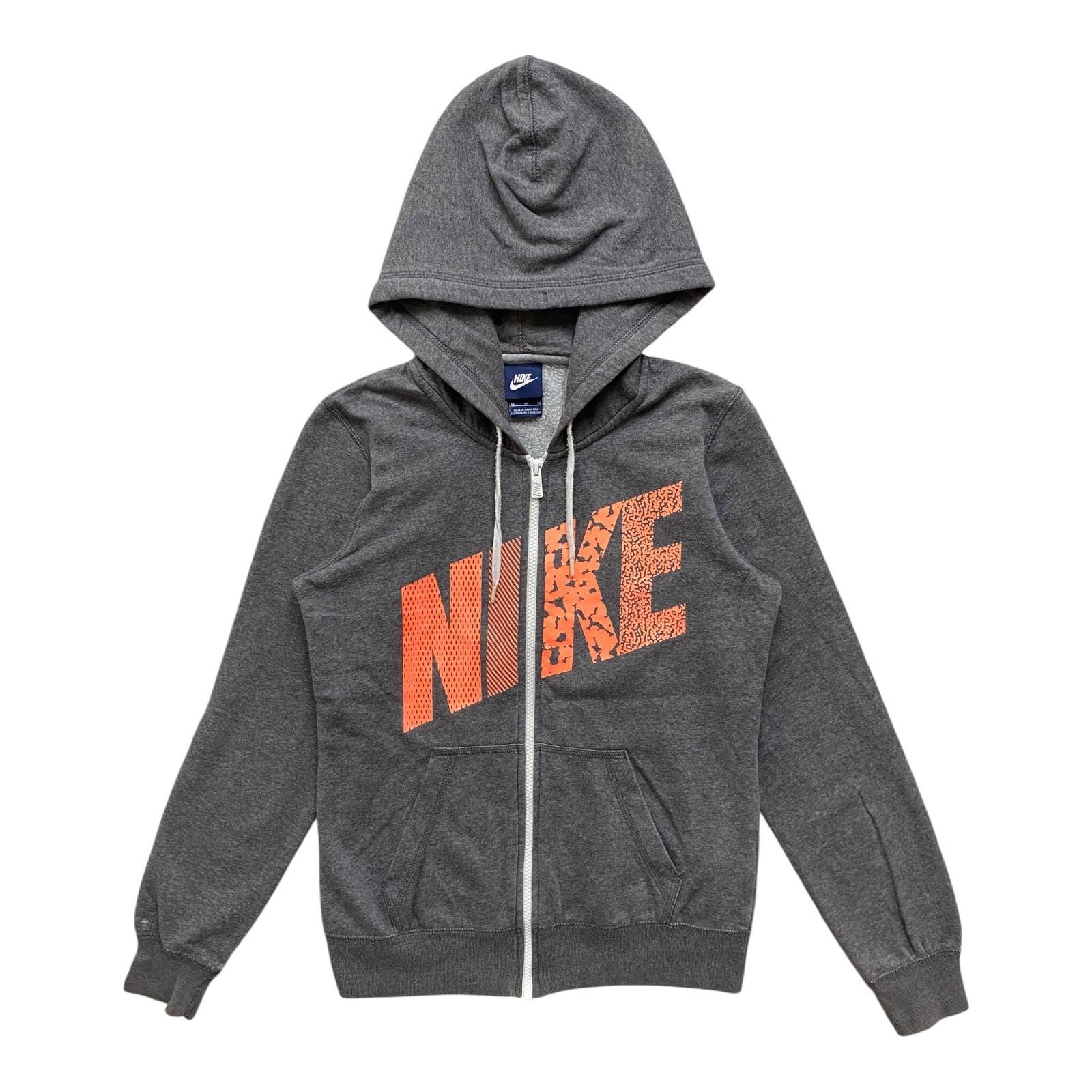 gray and orange nike hoodie