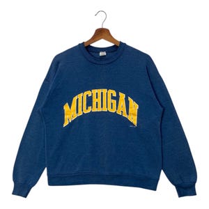 Vintage Michigan Sweatshirt Big Spellout Light Cotton Pullover Jumper Crewneck Size Medium