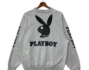 Xlarge, Vintage 90s Playboy Gray Sweatshirt, Retro Bunny Logo