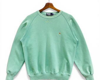 Vintage Polo Ralph Lauren-sweater mintgroen middelgroot Made in Japan Naigai