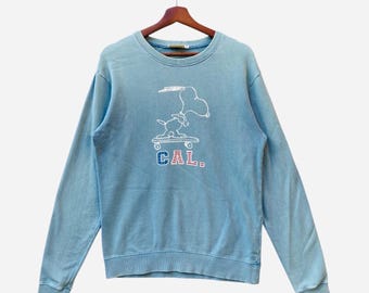 Vintage Peanuts Snoopy Skateboard CAL Sweatshirt Blue Size Medium