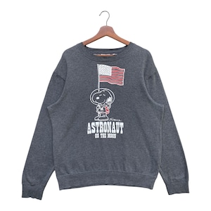Sudadera vintage de astronauta Snoopy de Peanuts con cuello redondo, talla L