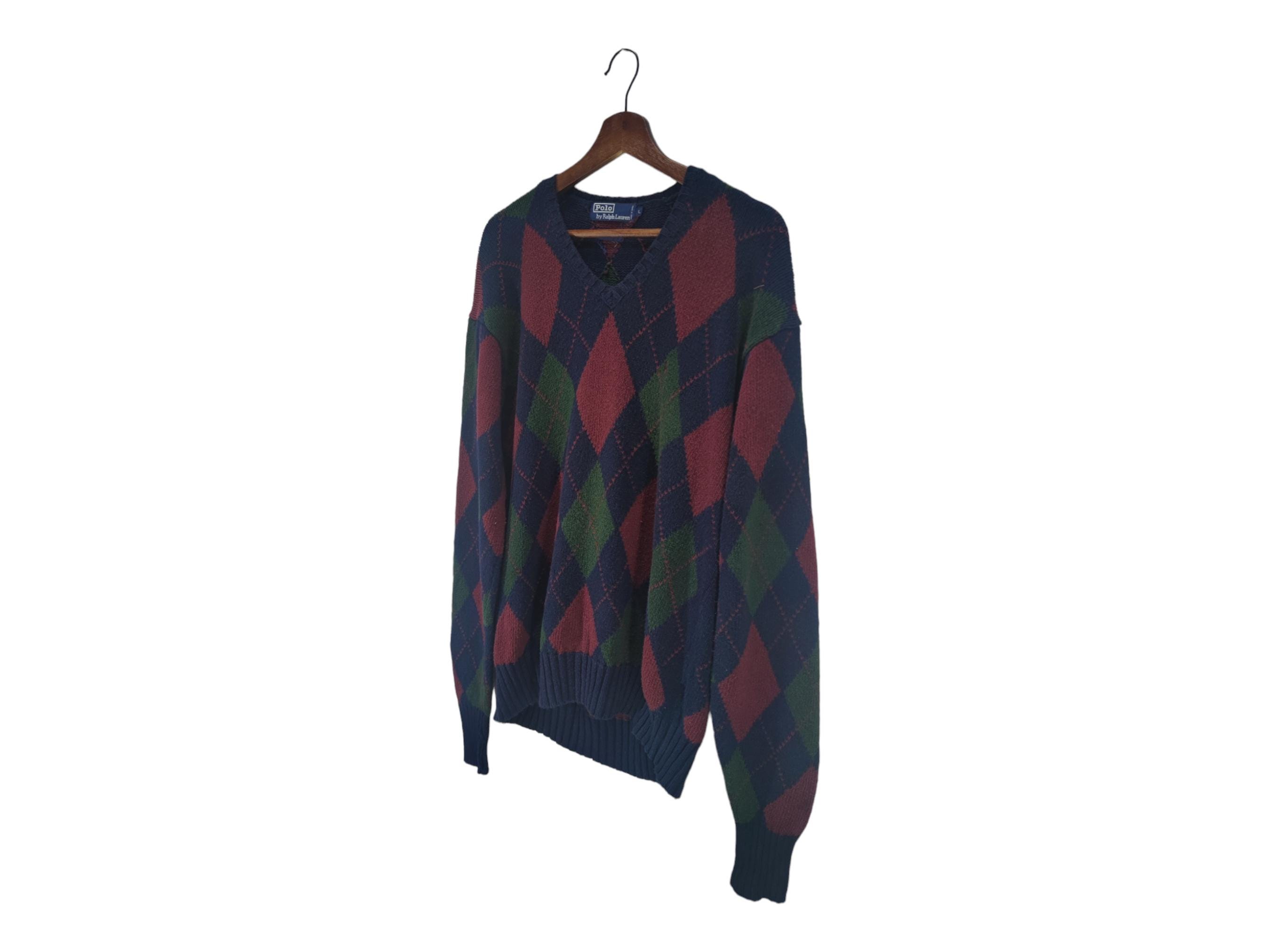 90s Ralph Lauren argyle lambs wool knit Vintage Polo Ralph Lauren 