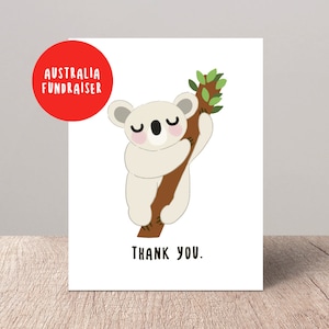 Thank you card pack,  koala Thanks cards for friend, Australia Fundraiser, koala stationery, friend card, Blank Card