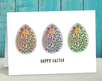 Easter card, Happy Easter eggs card set