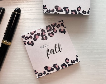 Notas adhesivas con estampado de leopardo, notas con estampado de animales, papelería bonita, regalos para damas de honor, bloc de notas kawaii