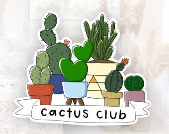 Cactus Club 3x2.5 in. Sticker, Groene en Blauwe Sappige Sticker, Laptop Sticker, WaterFles Sticker, Desert Plant Sticker, Cactussen