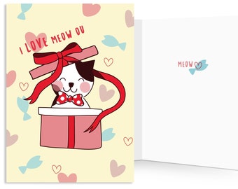 Valentines day card, I love you card for boyfriend, cat mom anniversary card, cute love card