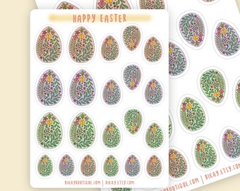 Easter card, Happy Easter eggs planner sticker sheet