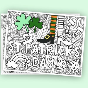 St. Patricks Day Coloring pages printable, adult coloring book, coloring pages for kids, Coloring pages PDF