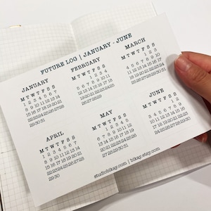 2024 Monday Start Calendar Stickers, Future Log for Bullet Journal, Type writer font