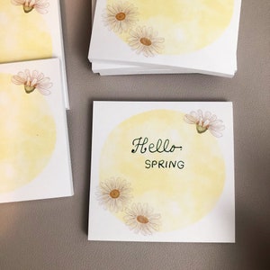 minimalist daisy flower sticky notes, floral notes, botanical memopad