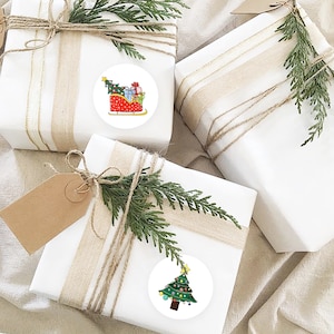 Christmas gift wrapping stickers, 2&quot; circle holiday Envelope Seal Stickers