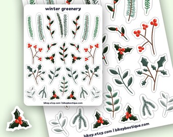 Planeringsark för vintergrönt, planeringsklistermärken för jul, present till brevpapperälskare under 10