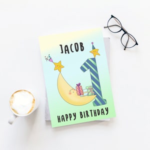 1st Birthday Card for Boys, Custom Birthday Card, Kids Birthday Card ...