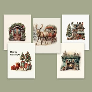 confezione di biglietti di Natale accoglienti con acquerello, biglietto di Natale allegro in scatola, biglietto di Natale con acquerello, biglietti di auguri