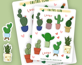 cactus sticker for weekly planner, cute planner sticker kit, cactus decor