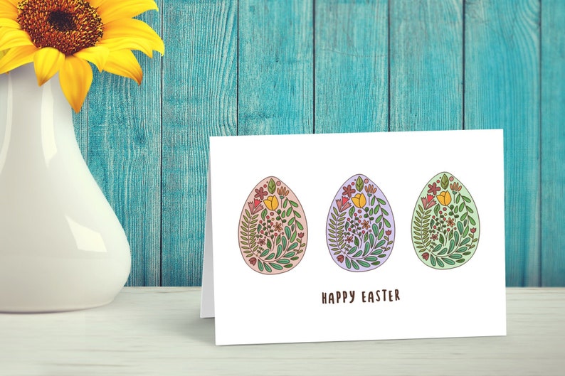 Easter Card, Happy Easter Eggs Card Set - Etsy Canada