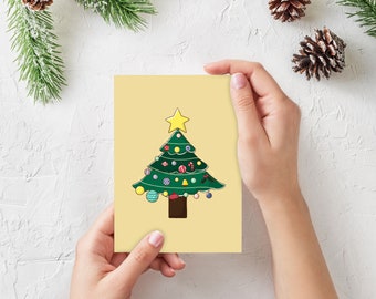 Vintage oh kerstboomkaart, gezellige kerst, kerstkaart voor cadeau of groeten
