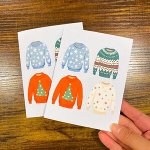 Carte météo pull, carte de joyeux Noël vintage, carte de Noël illustrée, cartes de vœux