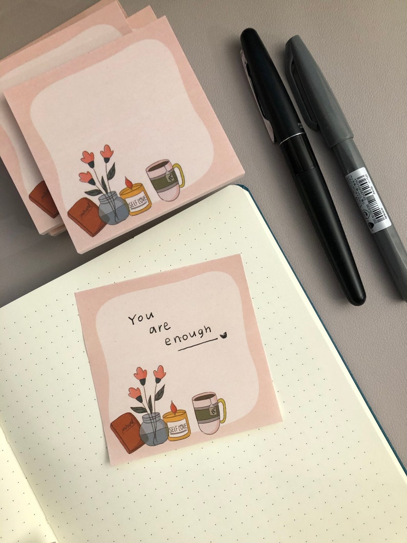 SECONDS Cozy Self Love Sticky Notes Cute Notepad Kawaii Etsy