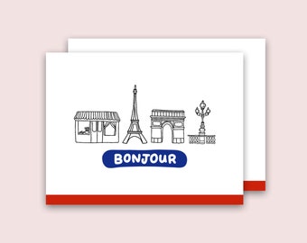 Carte de vœux Bonjour Paris, Cartes blanches simples