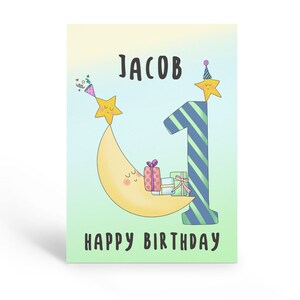 1st Birthday Card for Boys, Custom Birthday Card, Kids Birthday Card ...