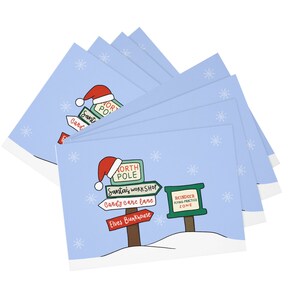 Retro Christmas card pack, Santas village, North pole greeting card, Holiday Card set of 10 image 4