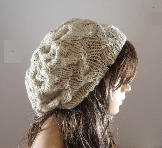knit beret slouchy hat oversized hat stocking stuffer Winter | Etsy