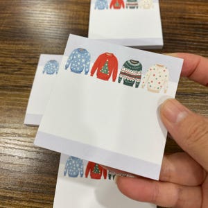 Sweater Weather Sticky Note Pad, Retro Winter Memo Notes for Cozy Desk and Planner