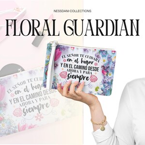 Guardian-clutch met bloemen | De Heer zal je altijd leiden | Christian Faith-tas voor dames