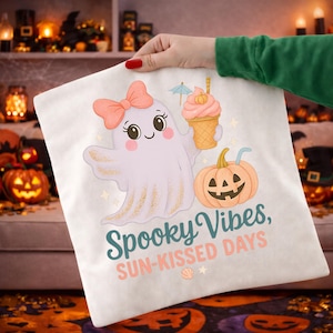 Spooky Vibes PNG: Ghost Pumpkin Seashell summer spooky Sublimation desing