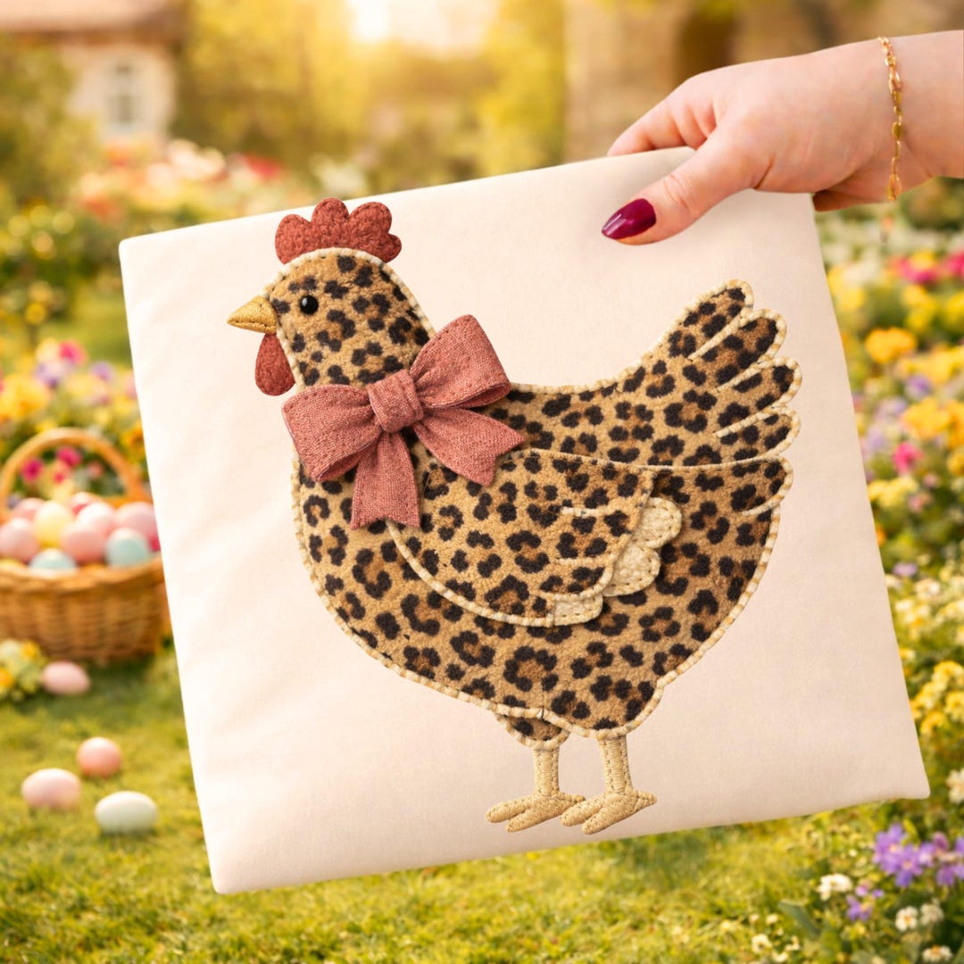Leopard Pattern Chicken Leopard Chicken PNG –patchwork Easter Coquette Farmhouse Vintage Spring ...