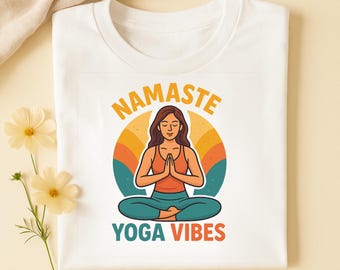 Namaste Yoga PNG – Lotus Pose Girl Sublimation Design for Self Care & Decor