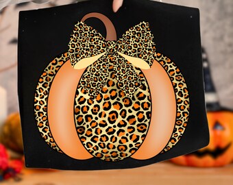 Leopard Pumpkin PNG: Boho Girly Fall Animal Print Sublimation Design