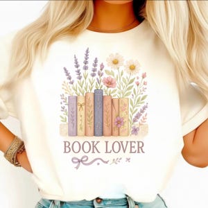 Book Lover PNG – Pastel Cottagecore Reading Girl Sublimation Design for T-Shirts & Decor