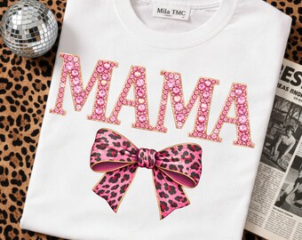Leopard Mama PNG – Faux Strass Coquette Rosett | Glam Mom Sublimeringsdesign