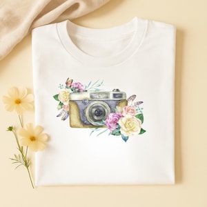 Floral Kamera PNG - Aquarell Vintage Film Kamera Sublimationsdesign