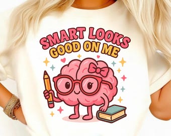 Smart Brain PNG: Nerdy Schule Sublimationsdesign (Digitaler Download)